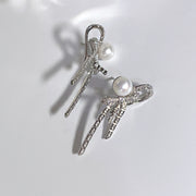 Chic Ribbon Pearl Earrings