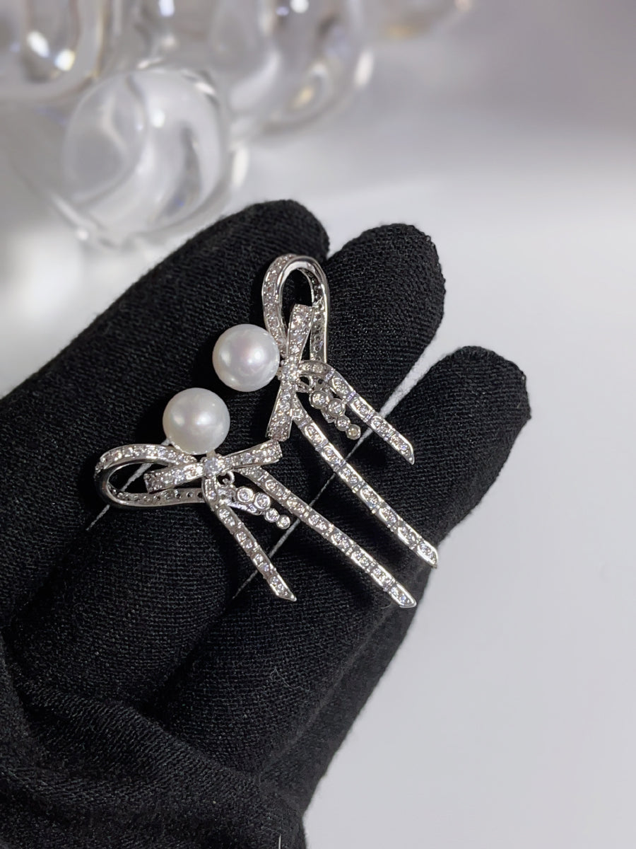 Chic Ribbon Pearl Earrings