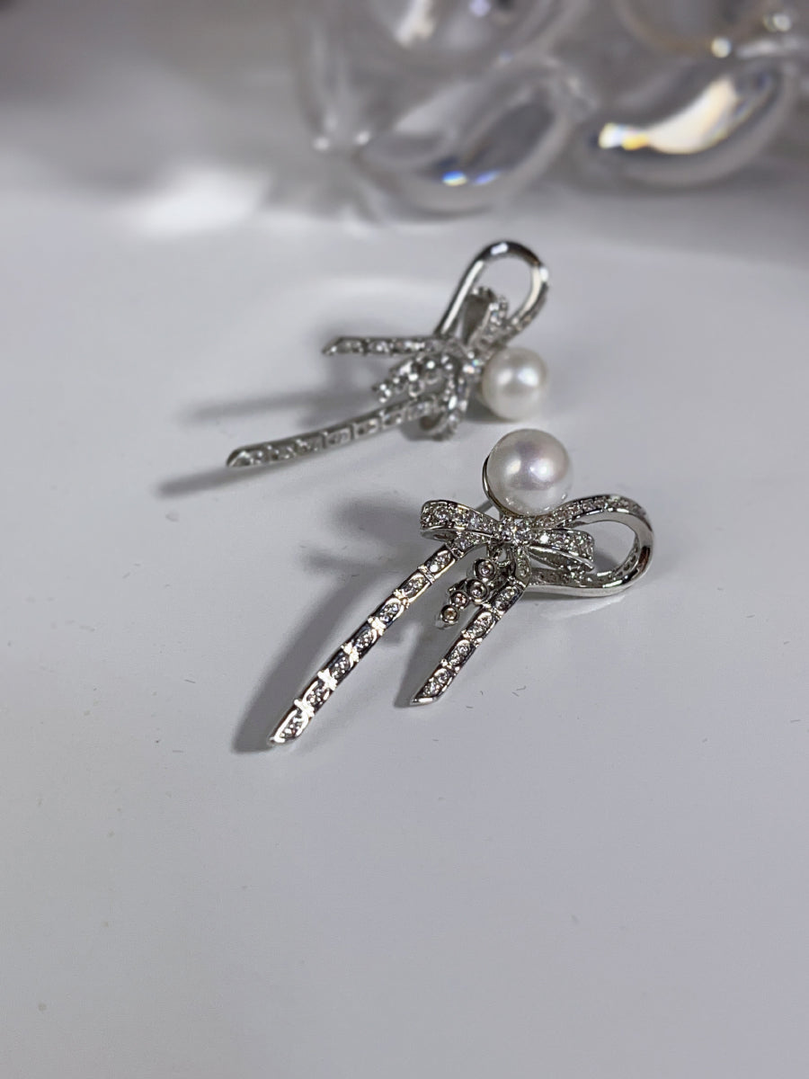 Chic Ribbon Pearl Earrings