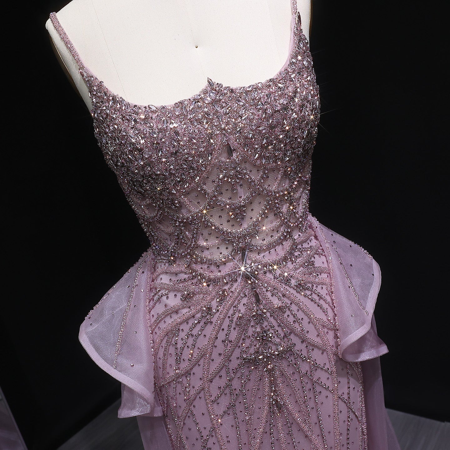 Luxury Champagne Mermaid Evening Dress with Overskirt SS026