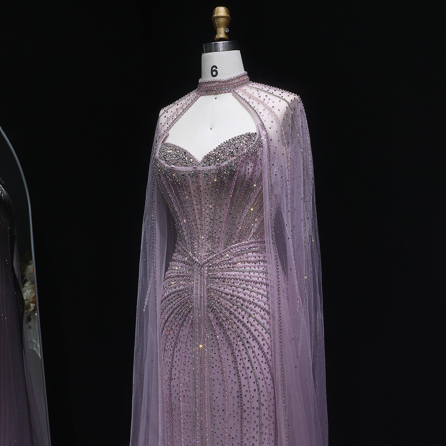 Luxury Mermaid Beaded Evening Dress with Cape SS156