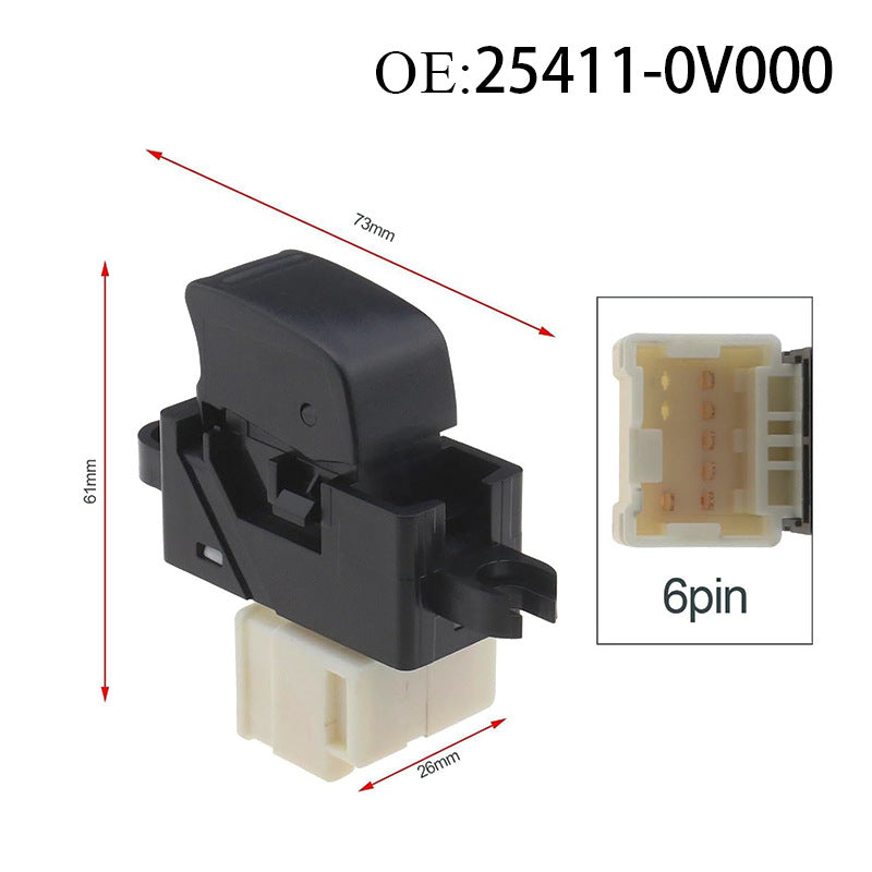 Power Window Switch 25411-0V000 / 0V000, Compatible with Nissan