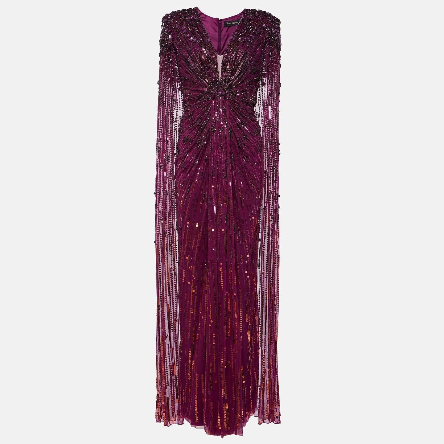 Luxury Dubai Green Evening Dresses with Cape Fuchsia Crystal Gold SS399