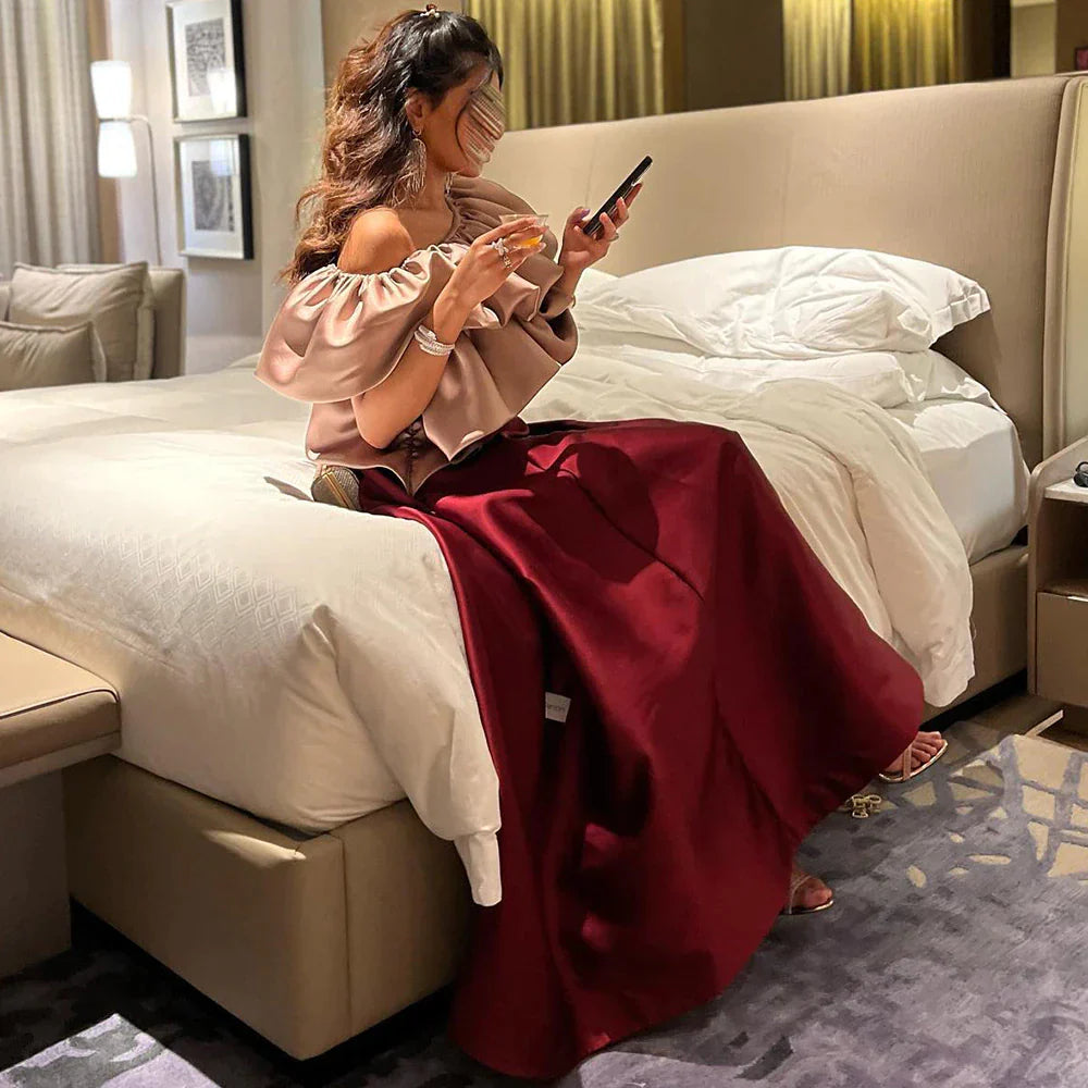 Dreamy Vow Elegant Pink Burgundy Dubai Short Evening Dresses for Wedding Party 2023 Arabic Women Midi Formal Guest Gowns F 057