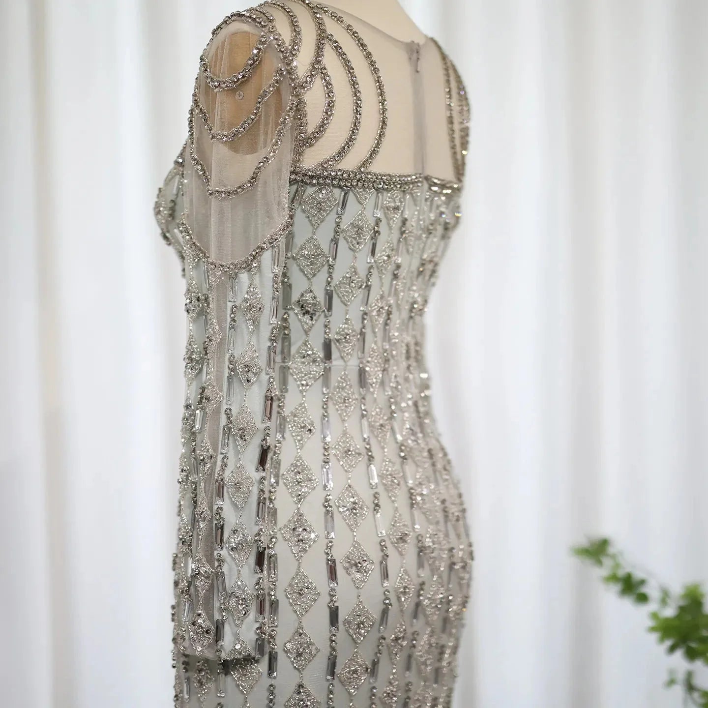 Luxury Sage Green Long Sleeves Mermaid Evening Dress SS398