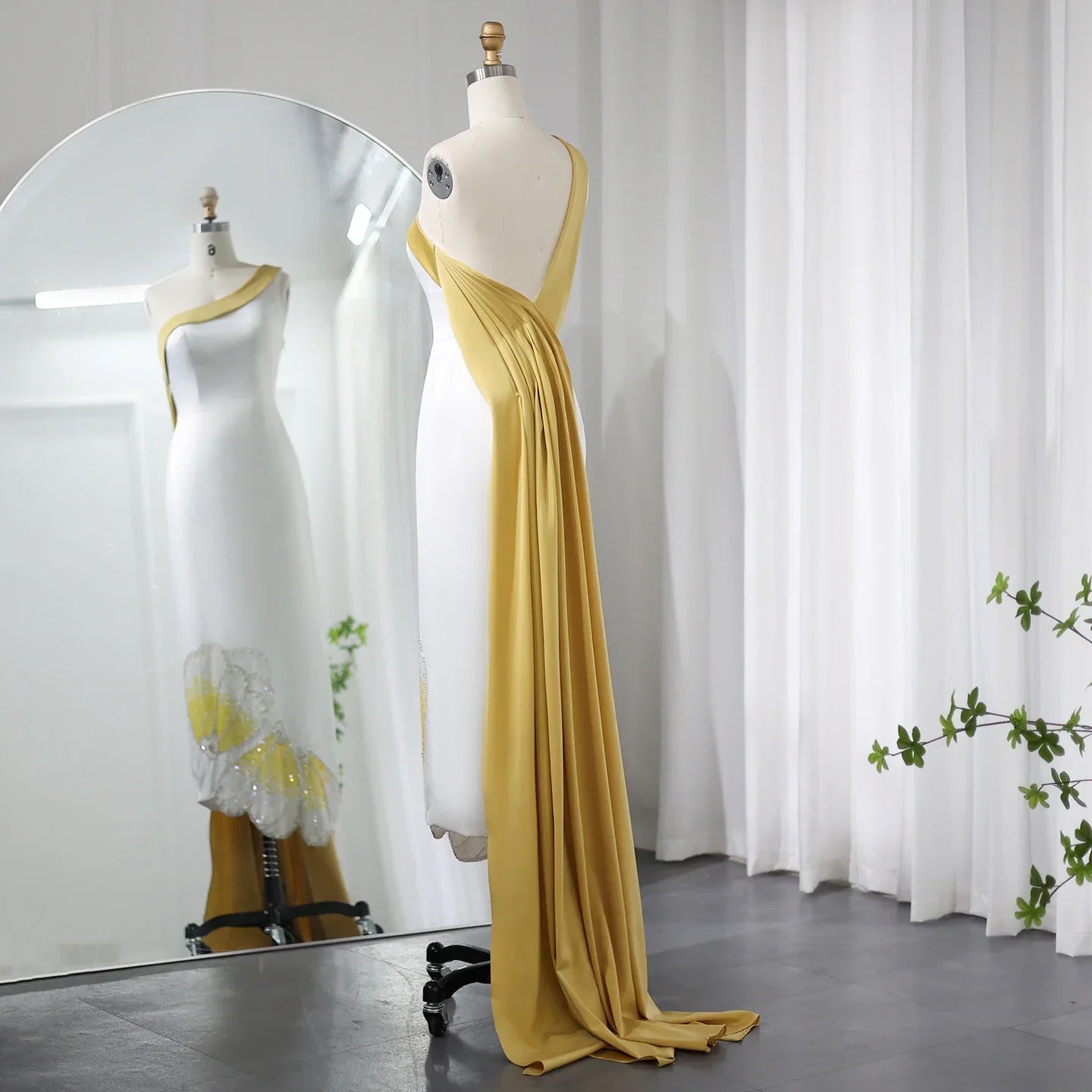 Dreamy Vow White Lilac Butterfly Luxury Evening Dresses for Women Wedding Arab One Shoulder Midi Formal Party Dress 475