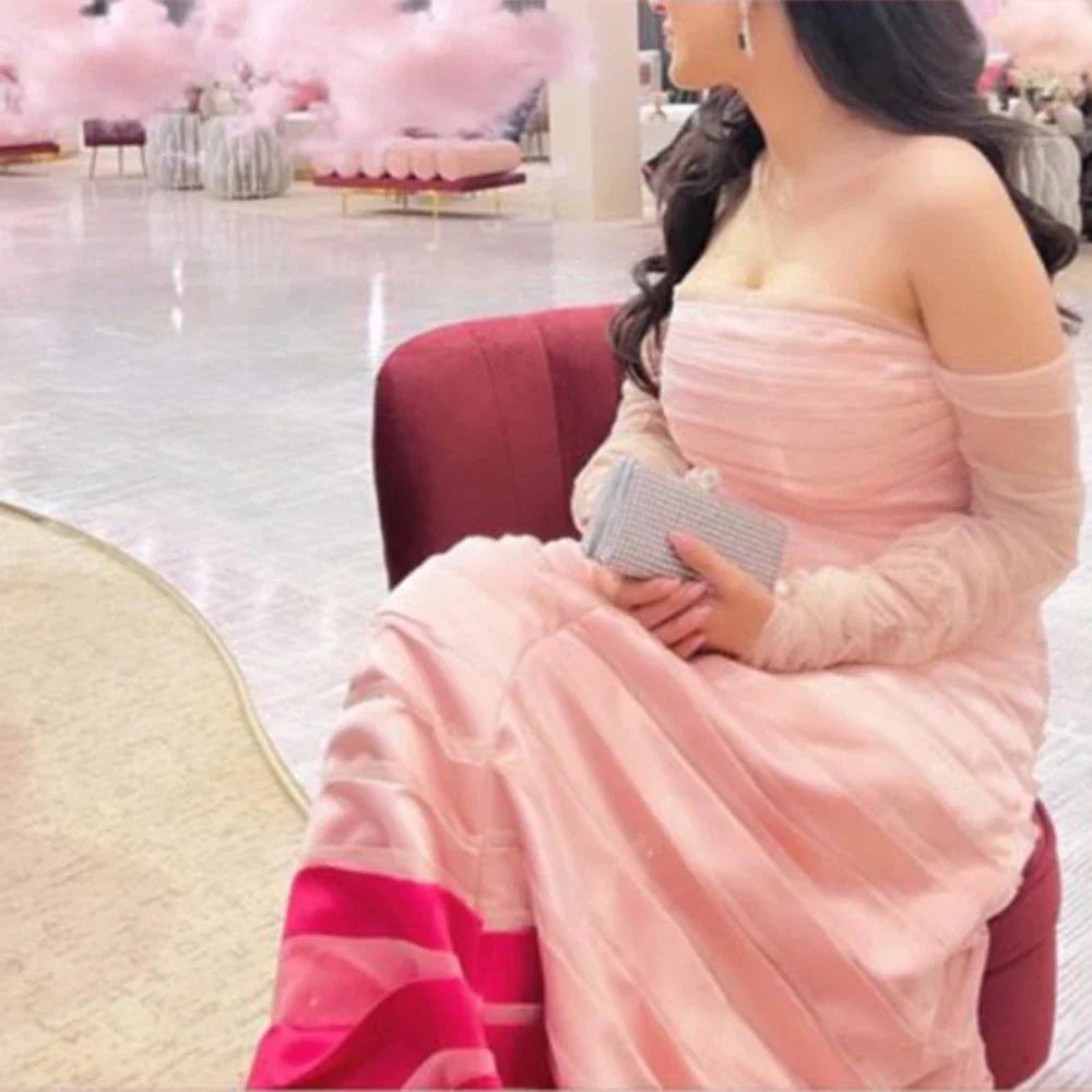 Dreamy Vow Gradual Pink Fuchsia Dubai Evening Dresses for 2023 Woman Wedding Birthday Party Arabic Long Formal Prom Gowns F 061