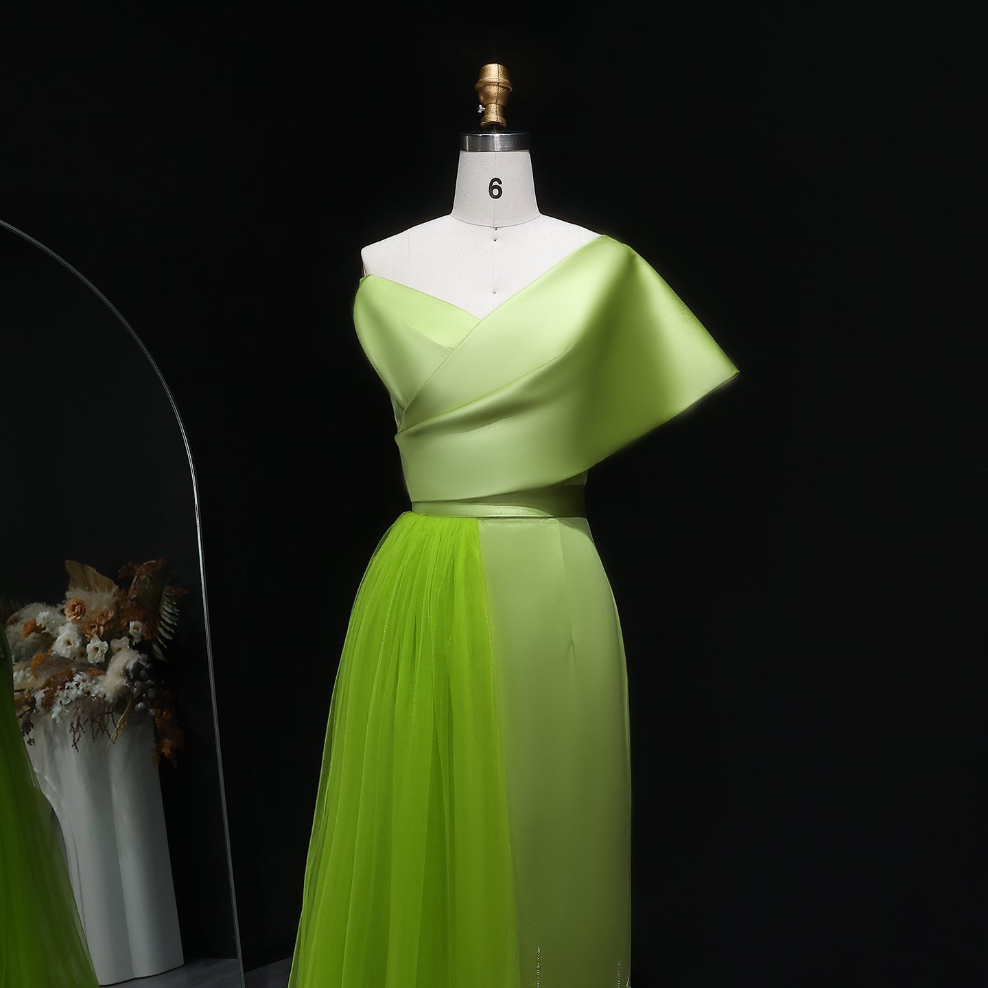 Luxury Lilac One Shoulder Evening Dress with Overskirt SS405