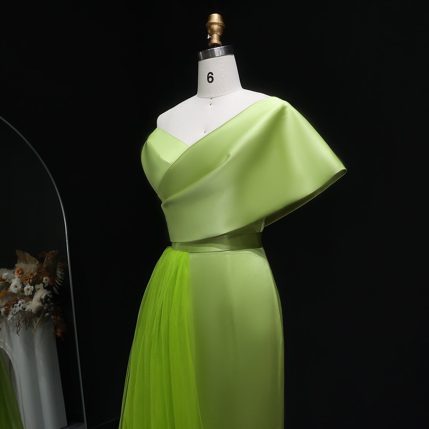 Luxury Lilac One Shoulder Evening Dress with Overskirt SS405