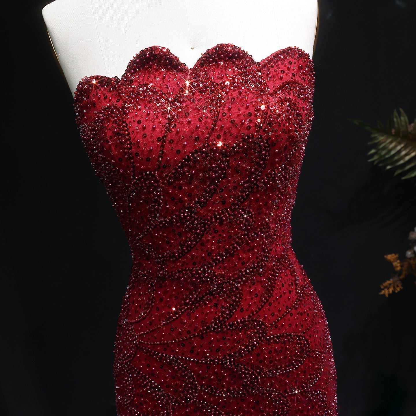 Elegant Emerald Green Strapless Evening Dress SS601