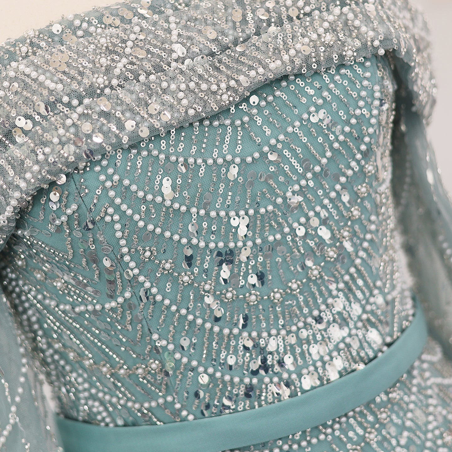 Luxury Off Shoulder Blue Evening Dress with Overskirt SS687 