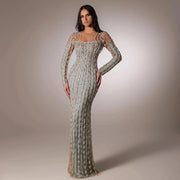 Luxury Sage Green Long Sleeves Mermaid Evening Dress SS398