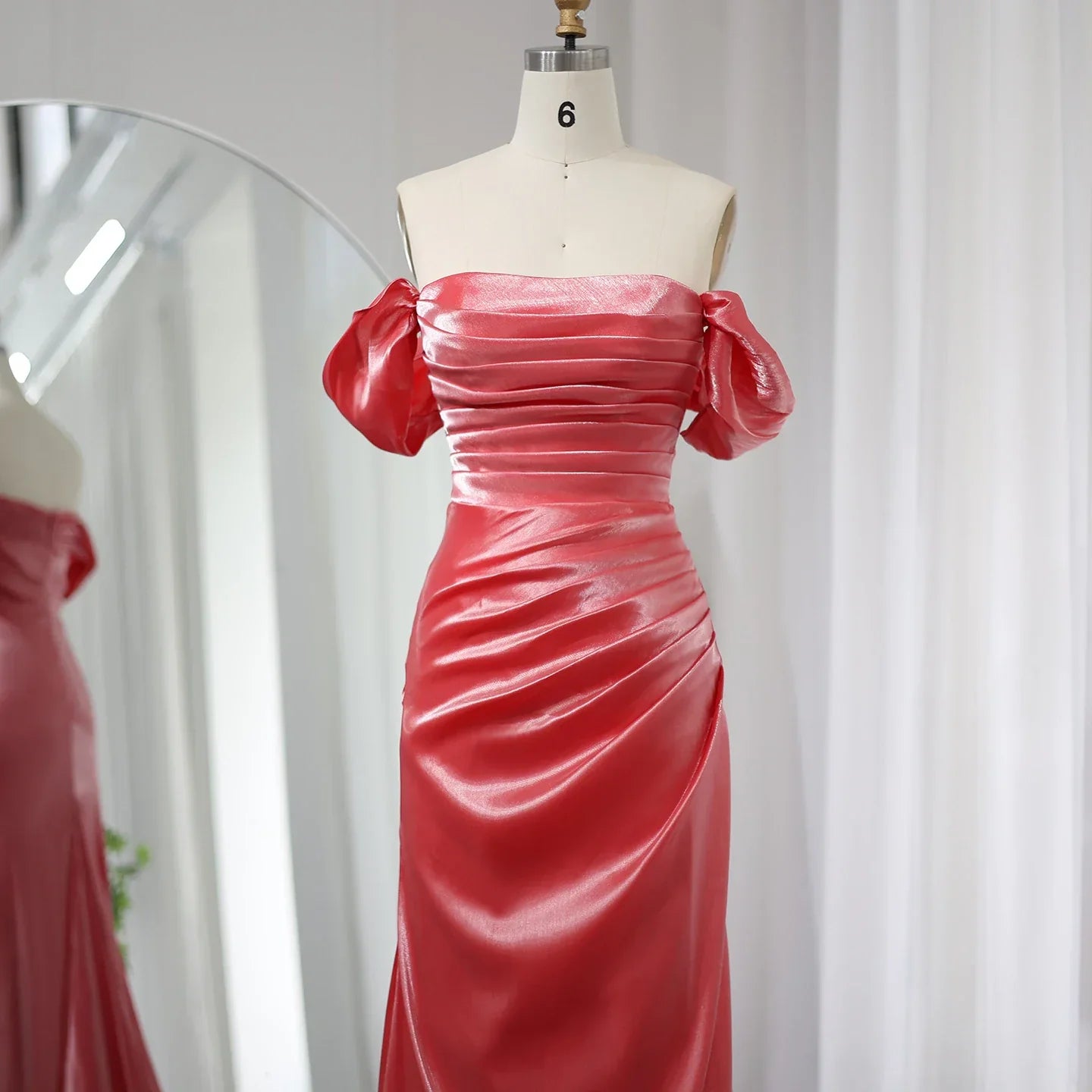 Dreamy Vow 2023 Elegant Off Shoulder Arabic Mermaid Beige Evening Dress for Women Wedding Party Dubai Long Formal Gowns F001