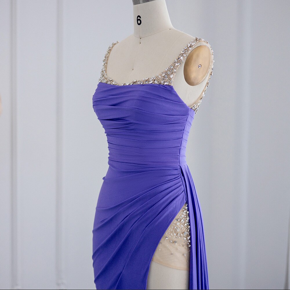 Dreamy Vow Purple High Slit Mermaid Evening Dress 2023 Dubai Luxury Long Party Dresses for Women Wedding Guest Formal Prom Gown