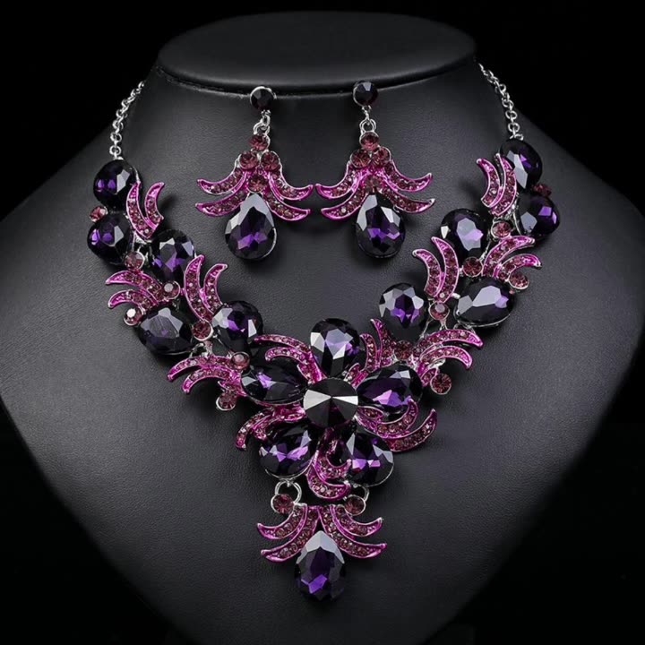 Rhinestone Alloy Teardrop Jewelry Set
