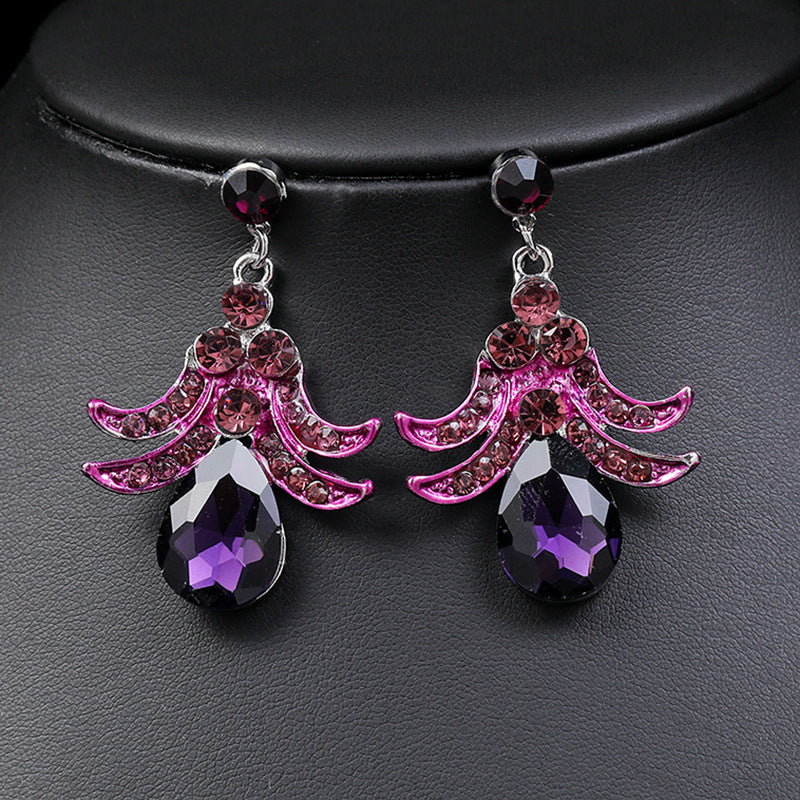 Rhinestone Alloy Teardrop Jewelry Set