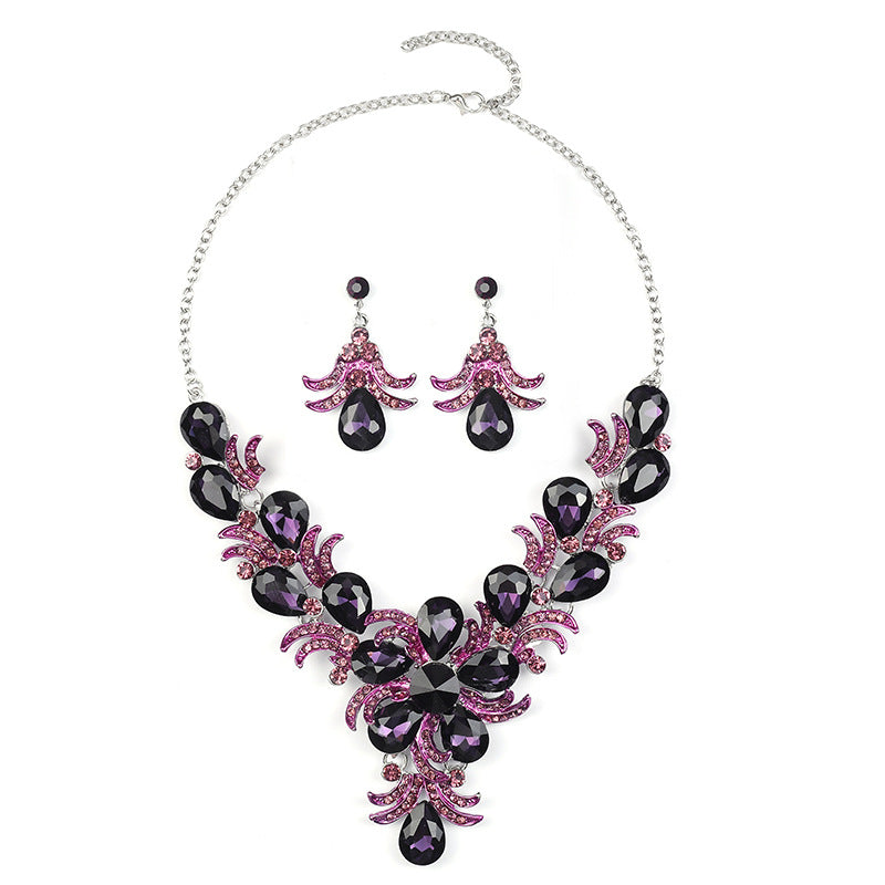 Rhinestone Alloy Teardrop Jewelry Set