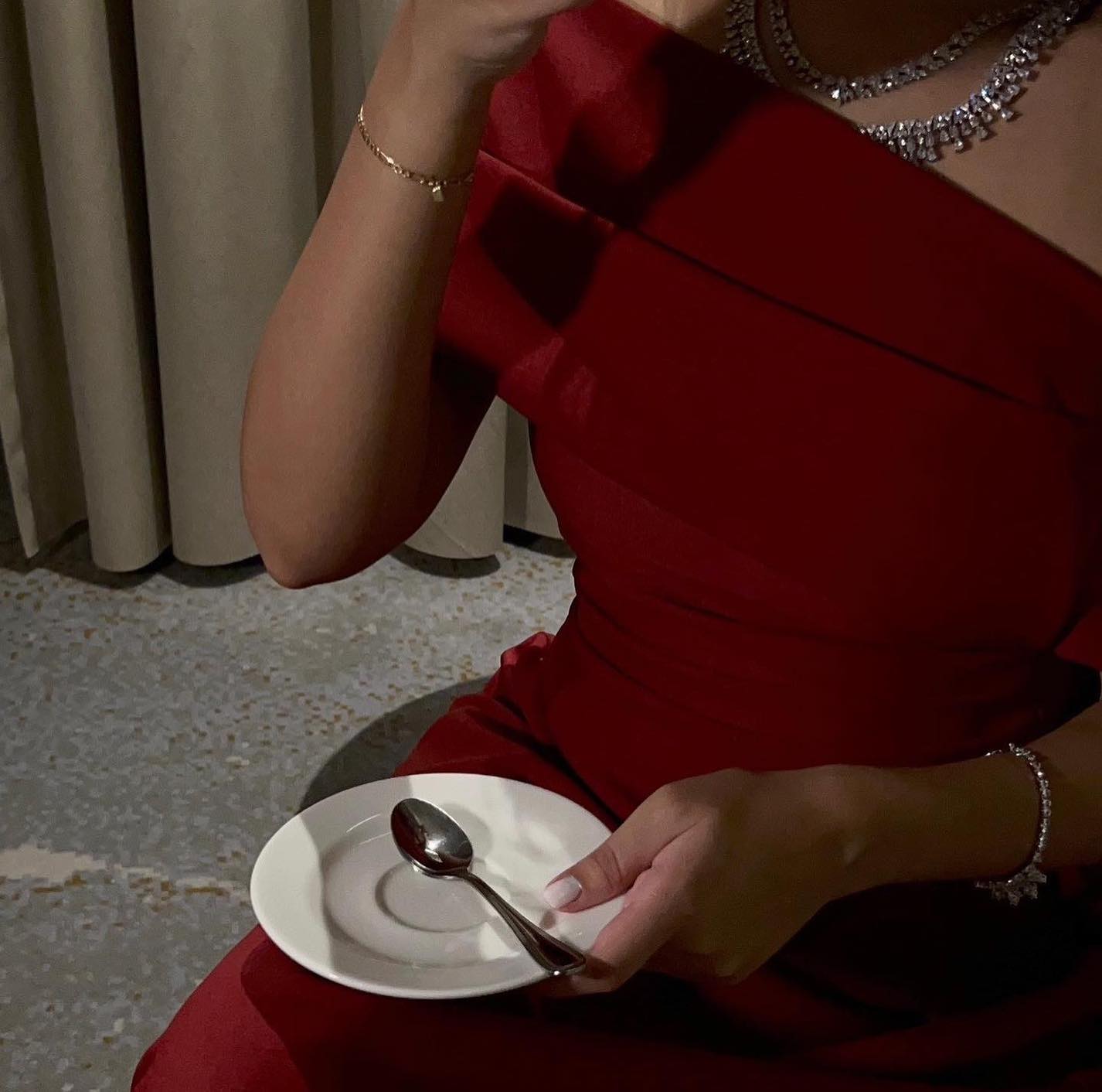 Elegant Burgundy A-Line Off Shoulder Evening Dress SF148