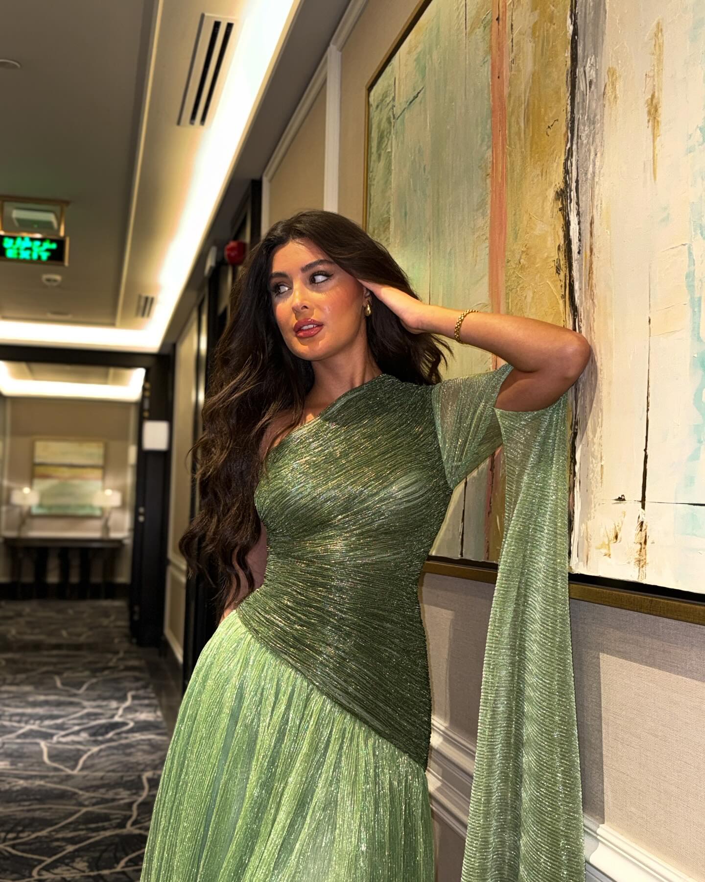 Elegant Green One Shoulder A-Line Evening Dress SF406