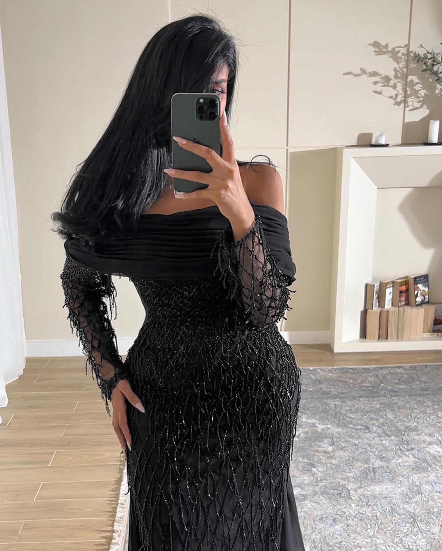 Luxury Tassel Lilac Off Shoulder Evening Dress with Cape SS708