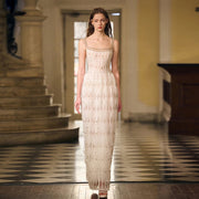 Luxury Crystal White Spaghetti Straps Evening Dress SS058