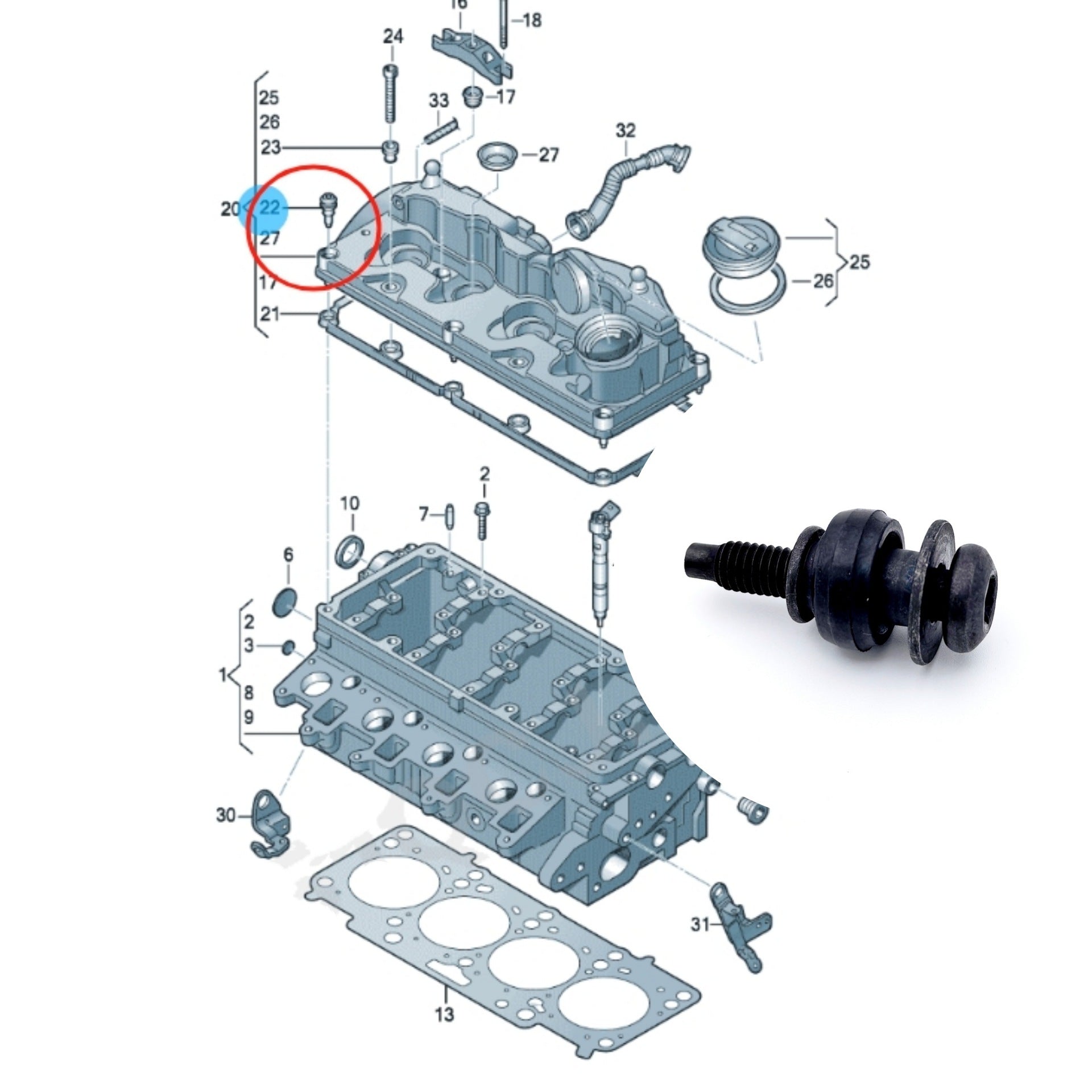 06B103831J Guide Sleeve for Volkswagen, Audi, Skoda - Staceedress Auto Parts