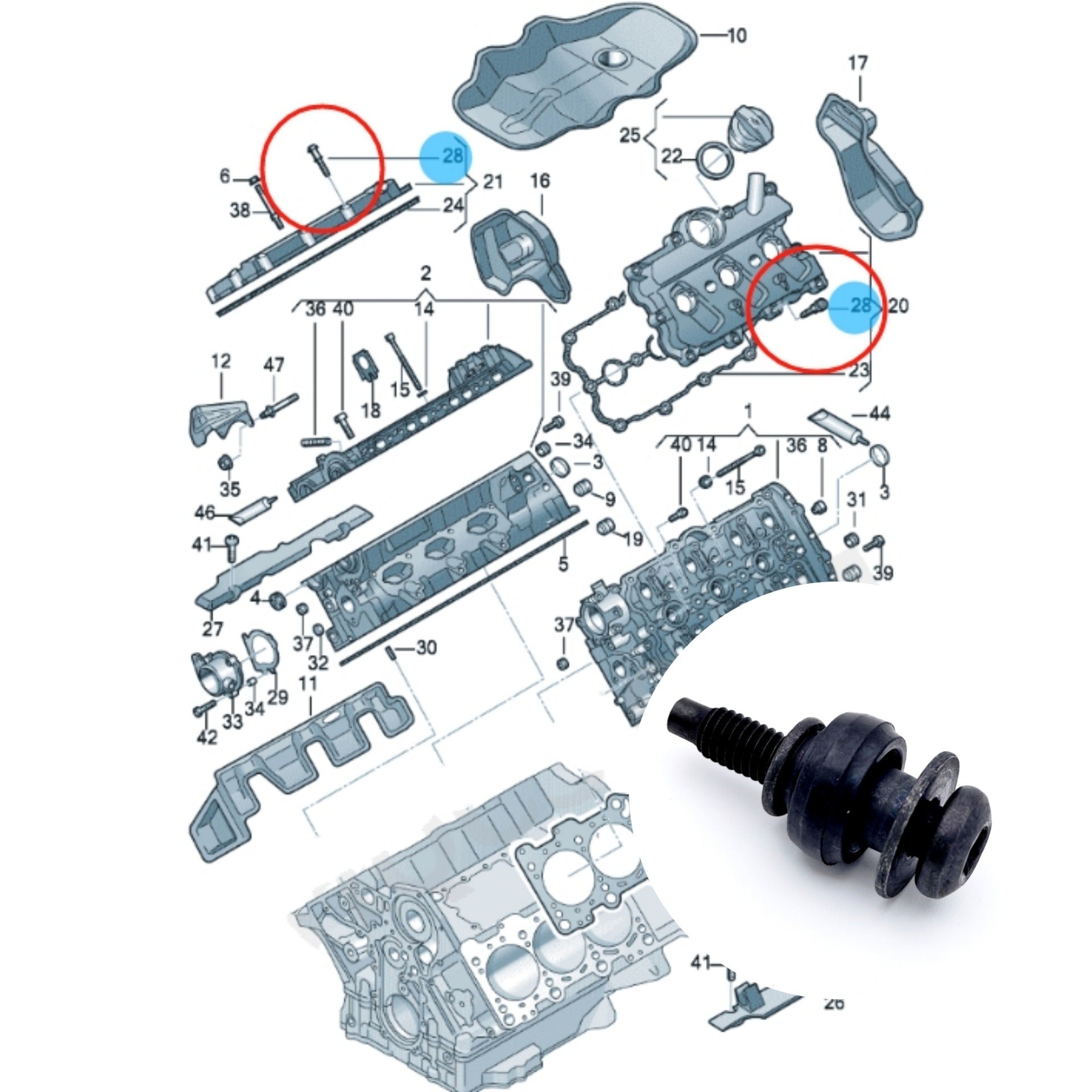 06B103831J Guide Sleeve for Volkswagen, Audi, Skoda - Staceedress Auto Parts