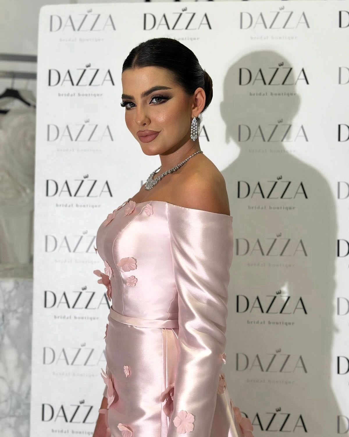 Simple Pink 3D Flower Evening Dress with Overskirt SS266