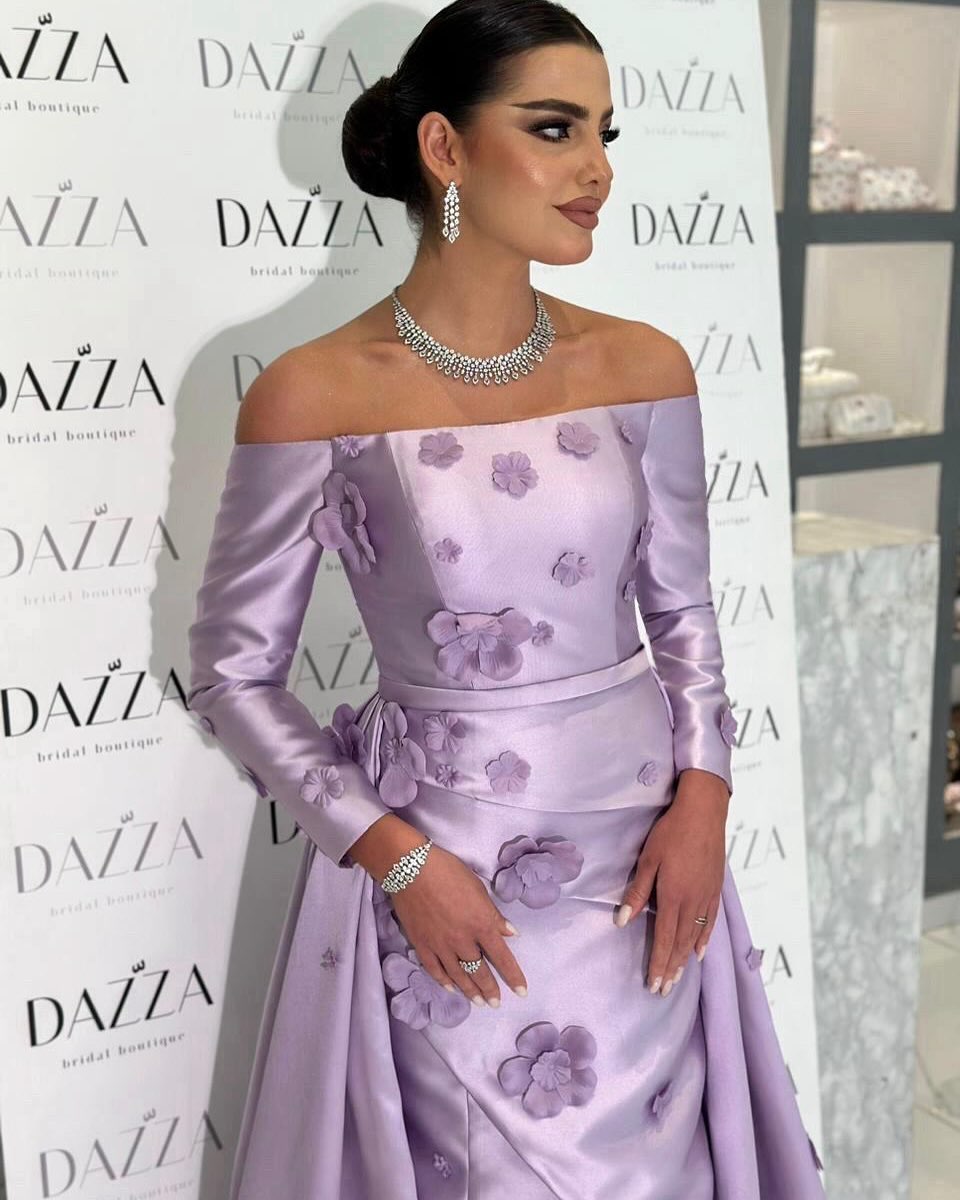 Simple Pink 3D Flower Evening Dress with Overskirt SS266