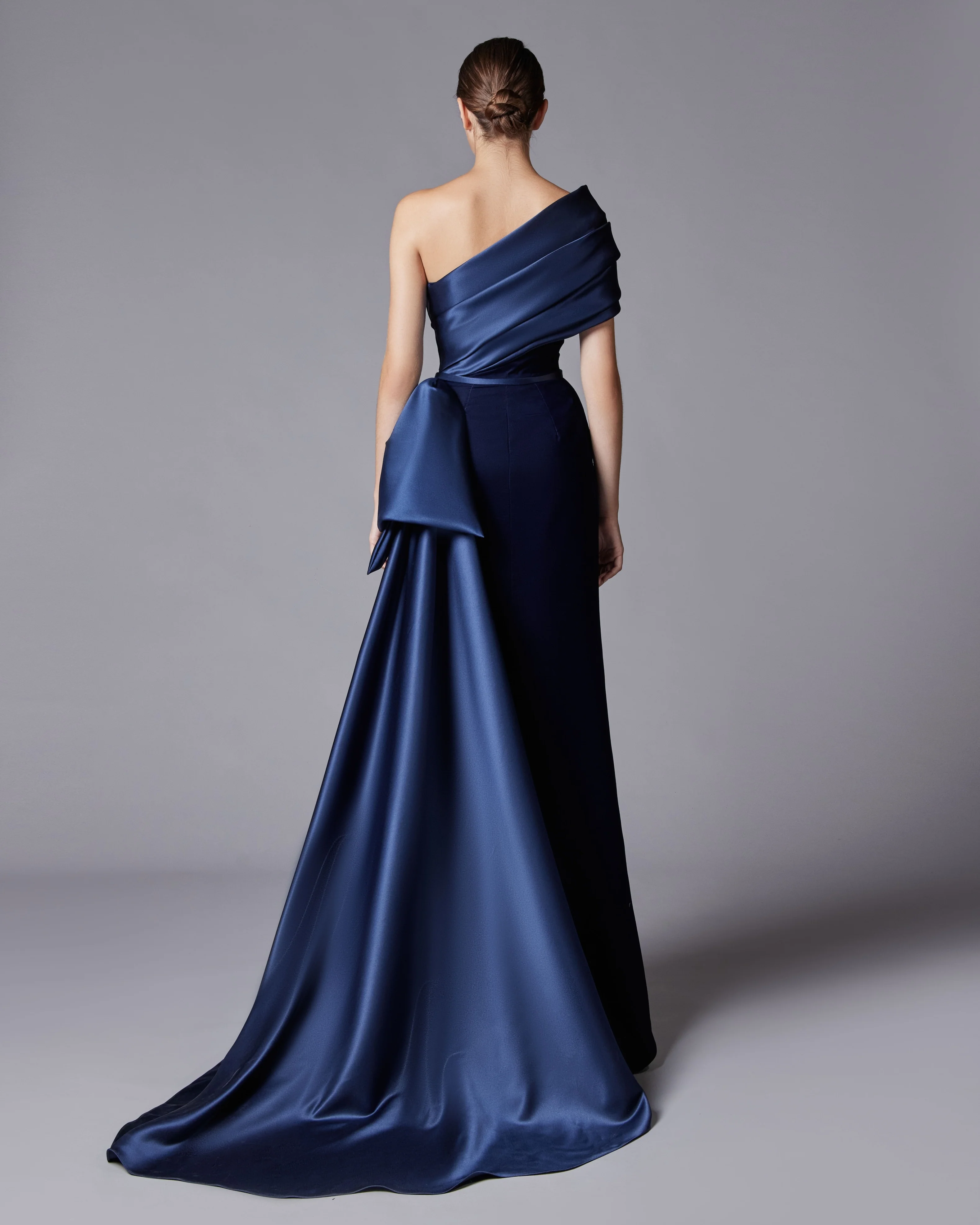 Elegant Dark Blue One Shoulder Evening Dress SF369