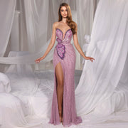 Luxury Beaded Sweetheart Pink Evening Dress SS267