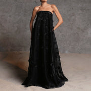Luxury 3D Flowers Black Strapless Evening Dress SS542  Black / US 8