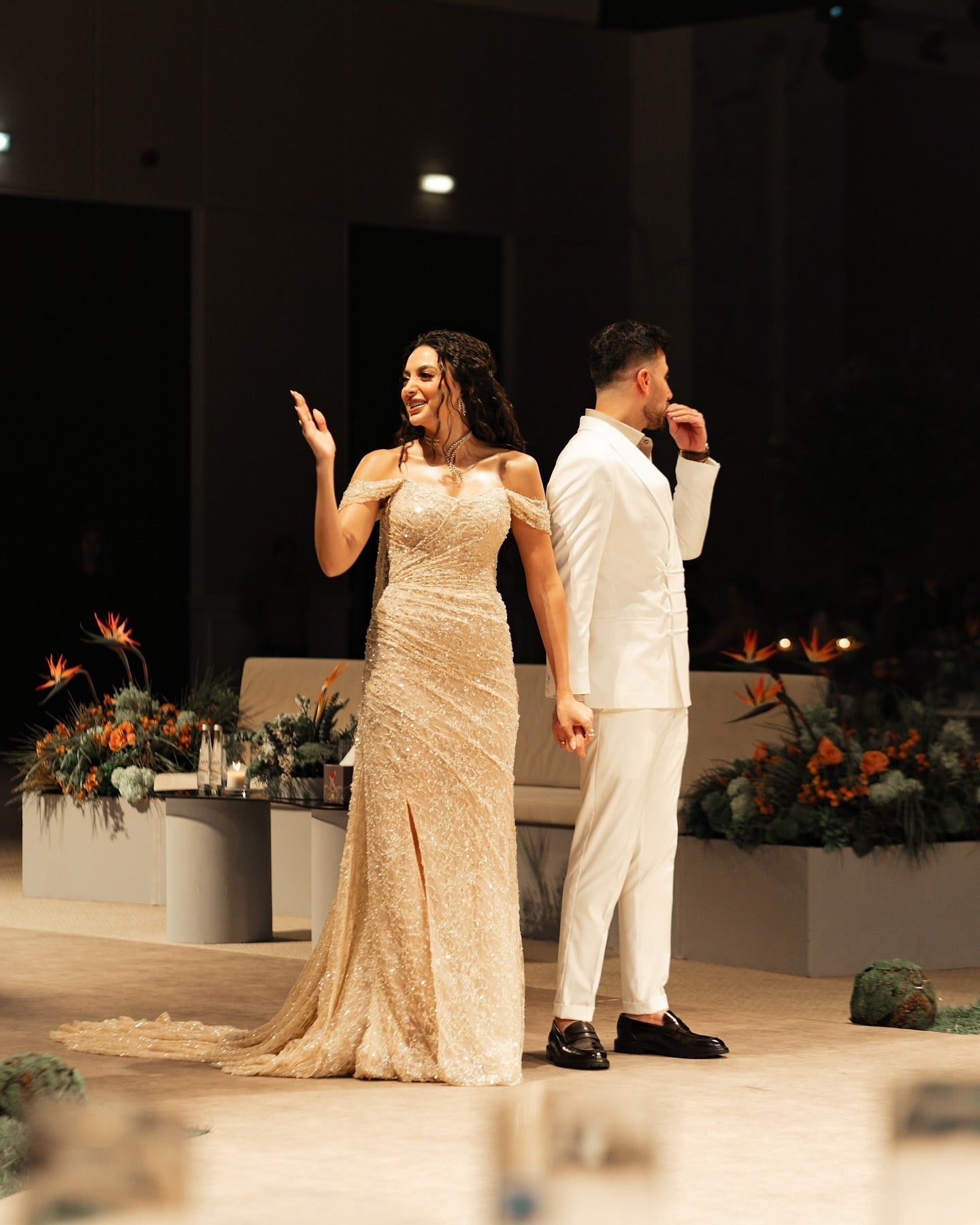 Elegant Lace Sequin Off Shoulder Evening dress SF395