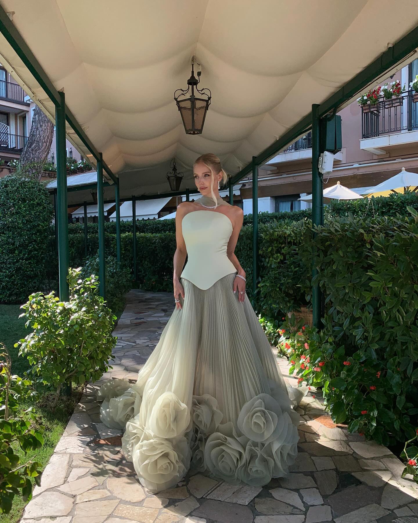 Elegant Green Strapless 3D Flowers Evening Dress SF300