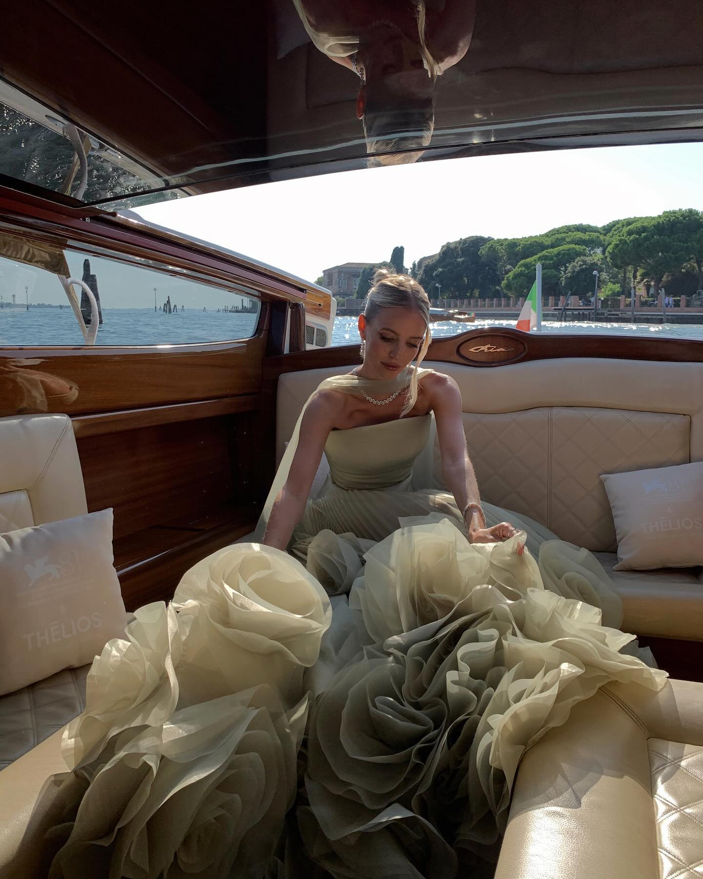 Elegant Green Strapless 3D Flowers Evening Dress SF300