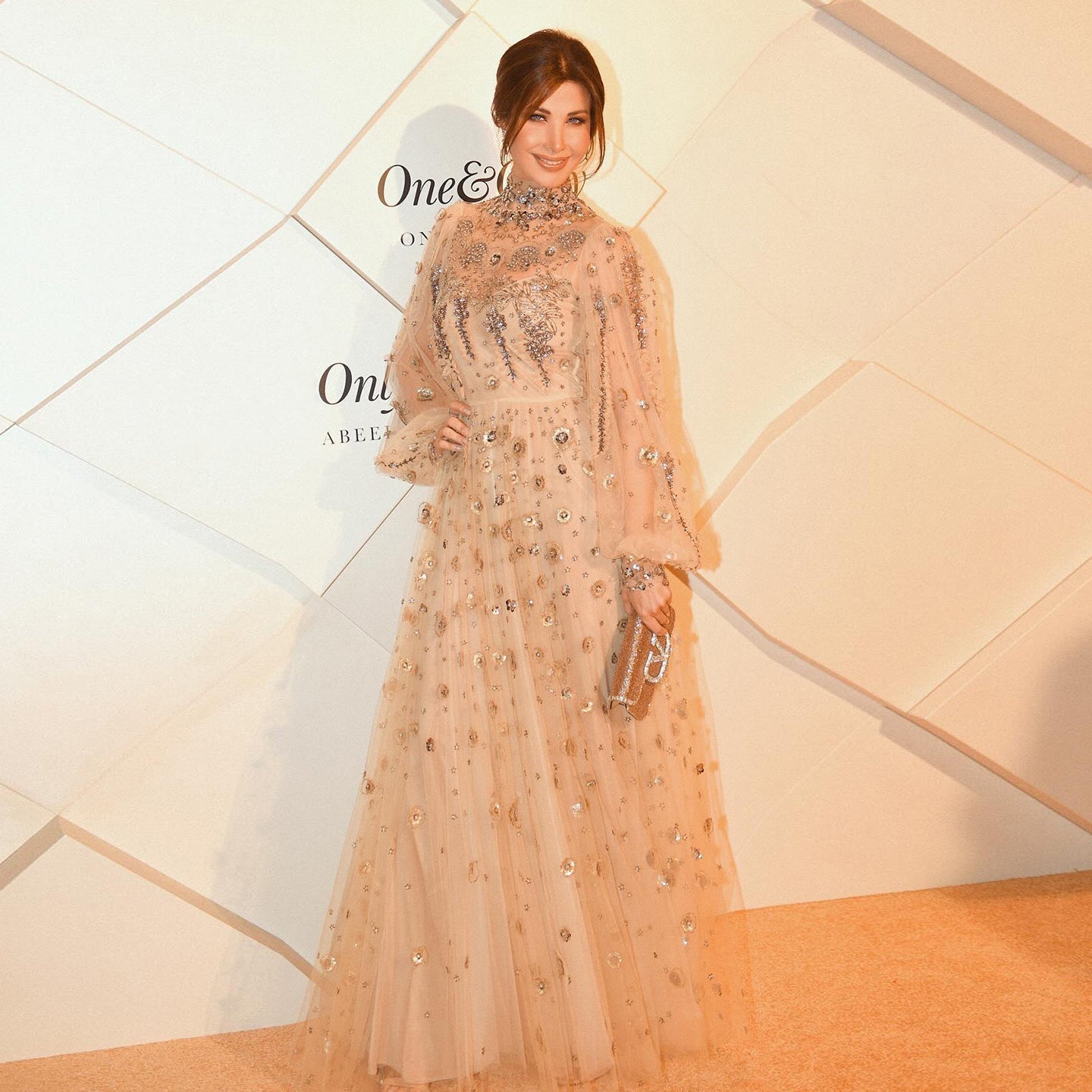 Elegant Champagne Evening Dress with Long Sleeves SS223