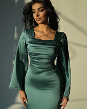 Elegant Emerald Green Evening Dress Long Sleeves SF028  Green / US 16