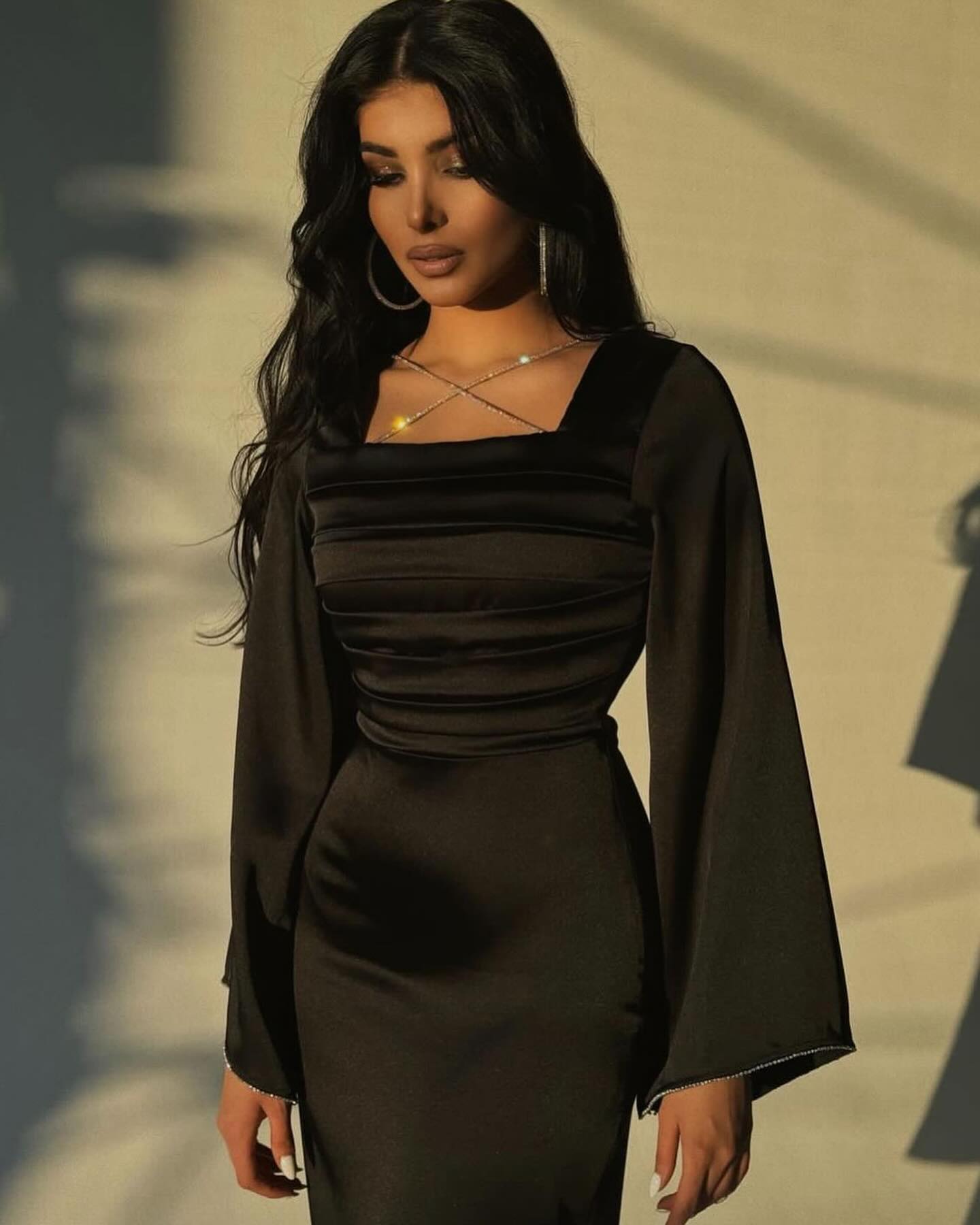 Elegant Emerald Green Evening Dress Long Sleeves SF028  Black / US 16