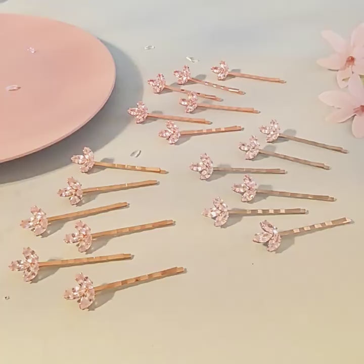 Load video: Zircon Leaf Hair Clip Set(6 pieces)