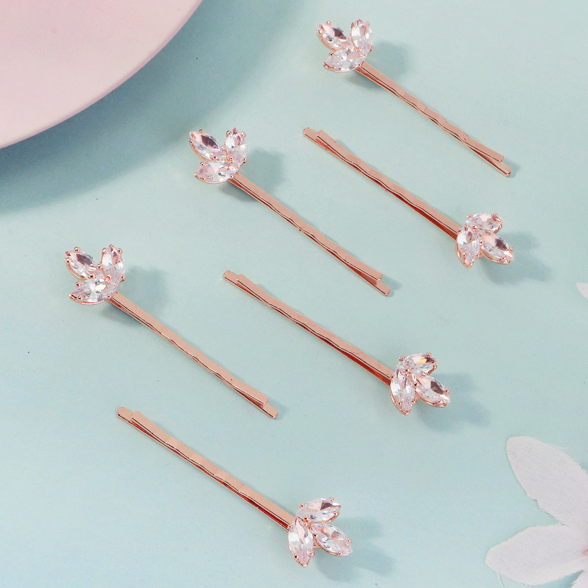 Zircon Leaf Hair Clip Set(6 pieces)