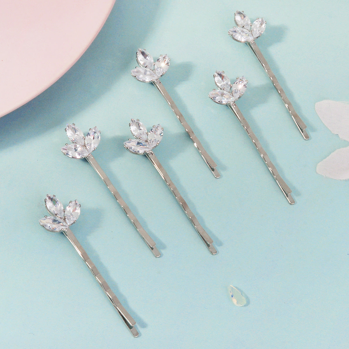 Zircon Leaf Hair Clip Set(6 pieces)