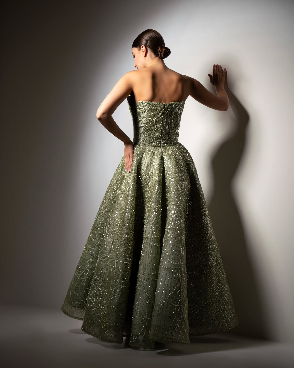 Sparkling Beaded Blue Strapless Evening Dress SS620