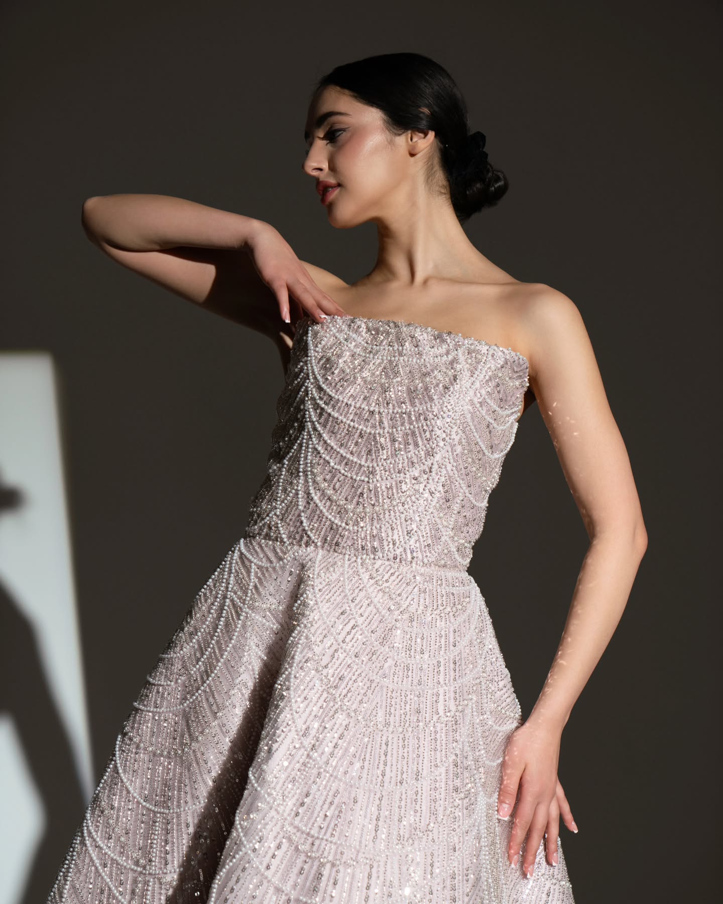 Sparkling Beaded Blue Strapless Evening Dress SS620