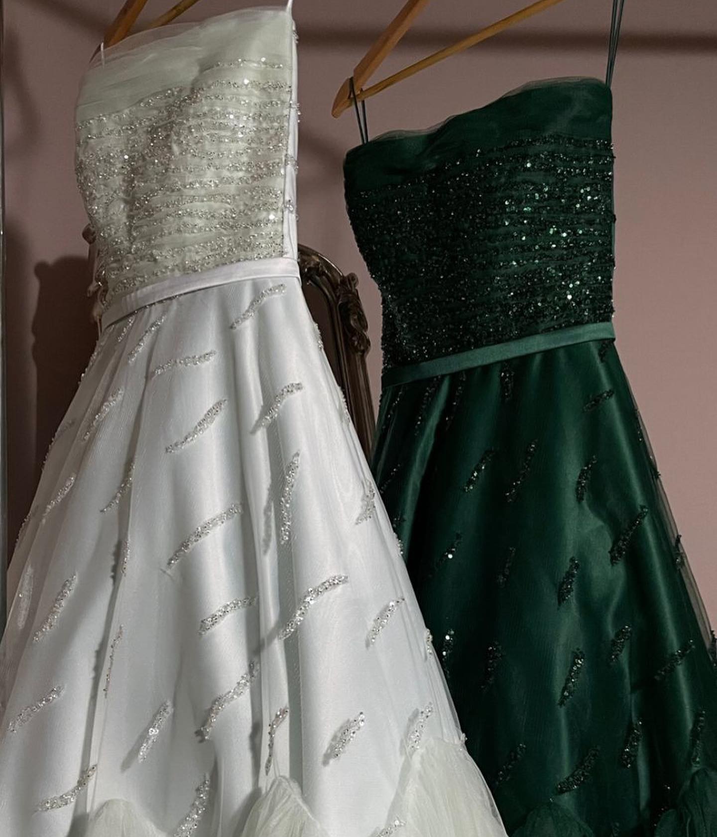 Luxury Beaded Strapless Sage Green Evening Dress SS483